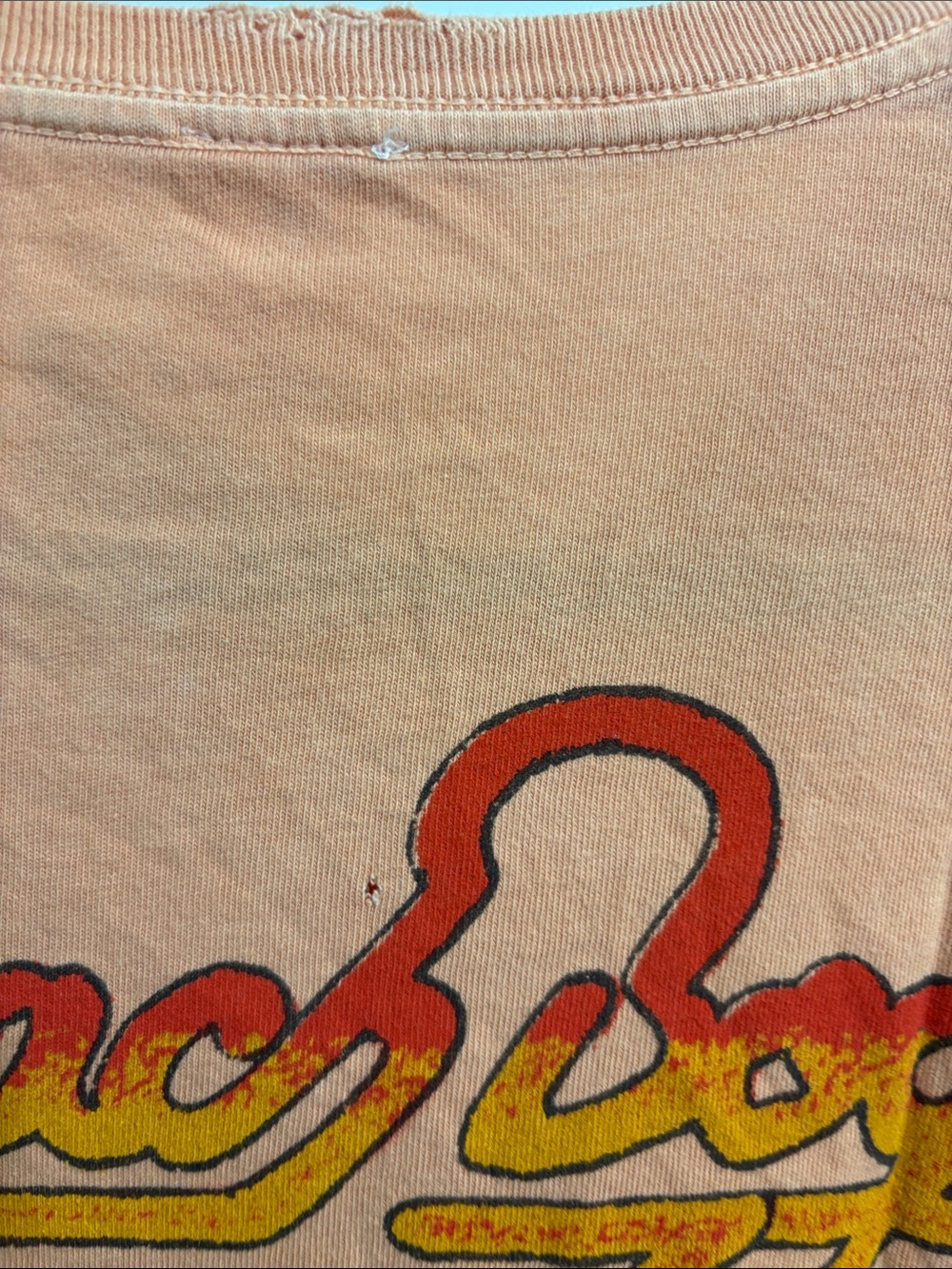 MadeWorn The Beach Boys Graphic Tee in Peach with Red, Blue and Yellow Print - Picture 5 of 6
